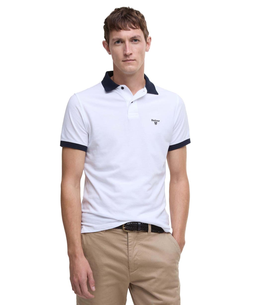 Men's Barbour Lynmouth Tipped Tailored Fit Polo Shirt - White