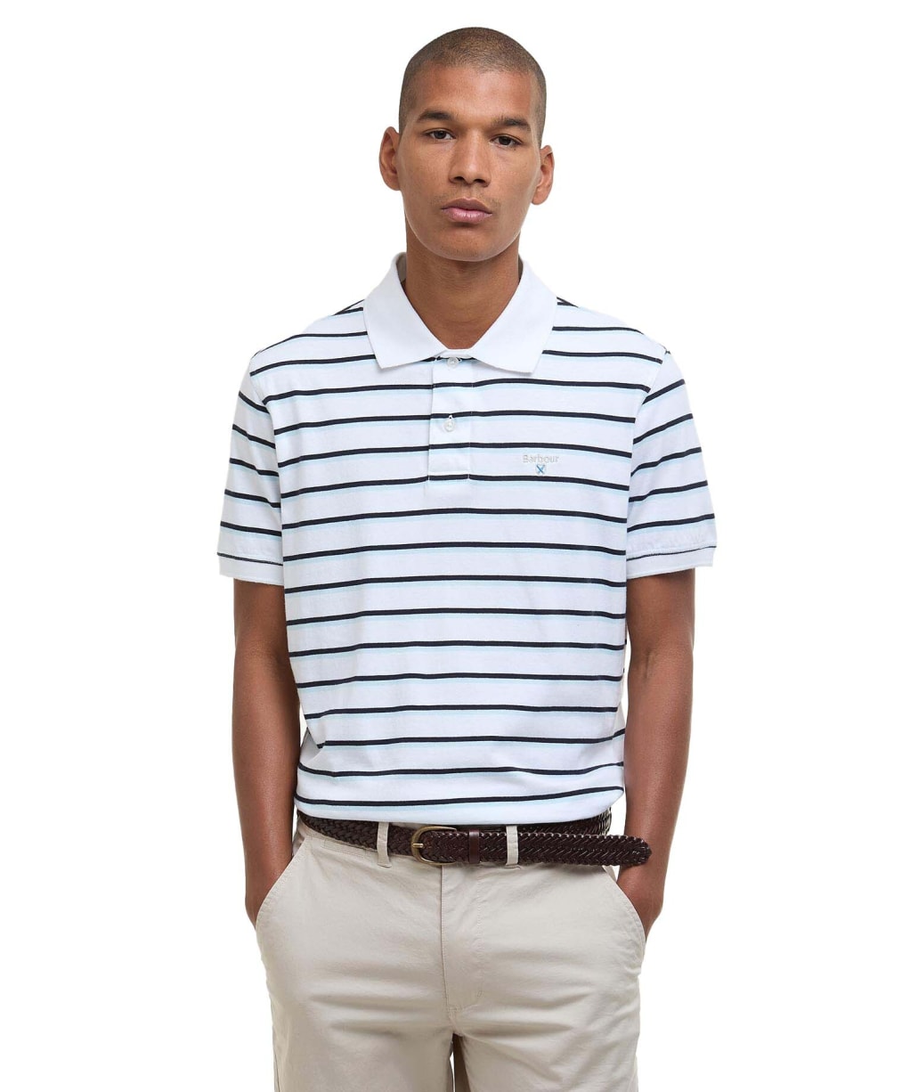 Men's Barbour Ashill Striped Tailored Fit Polo Shirt - White