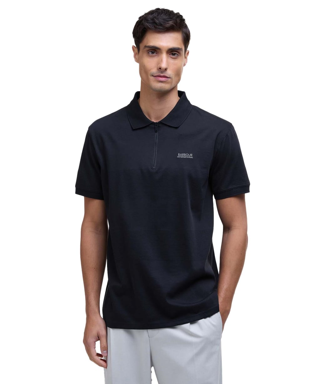 Men's Barbour International Chapter Jacquard Texture Polo - Black