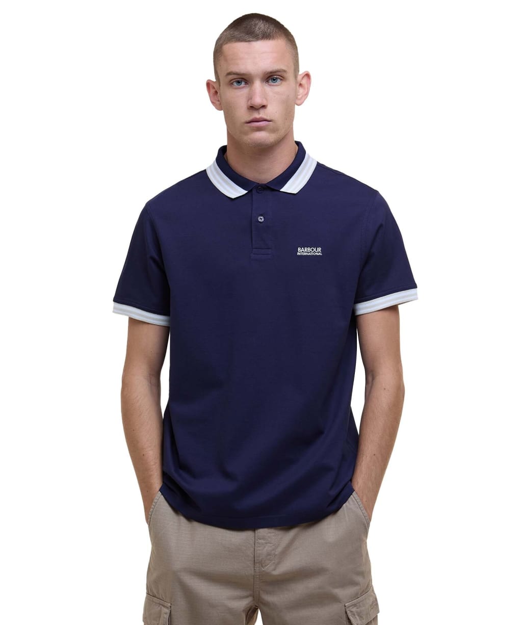 Men's Barbour International Caleb Multi Tipped Polo Shirt - Midnight Blue