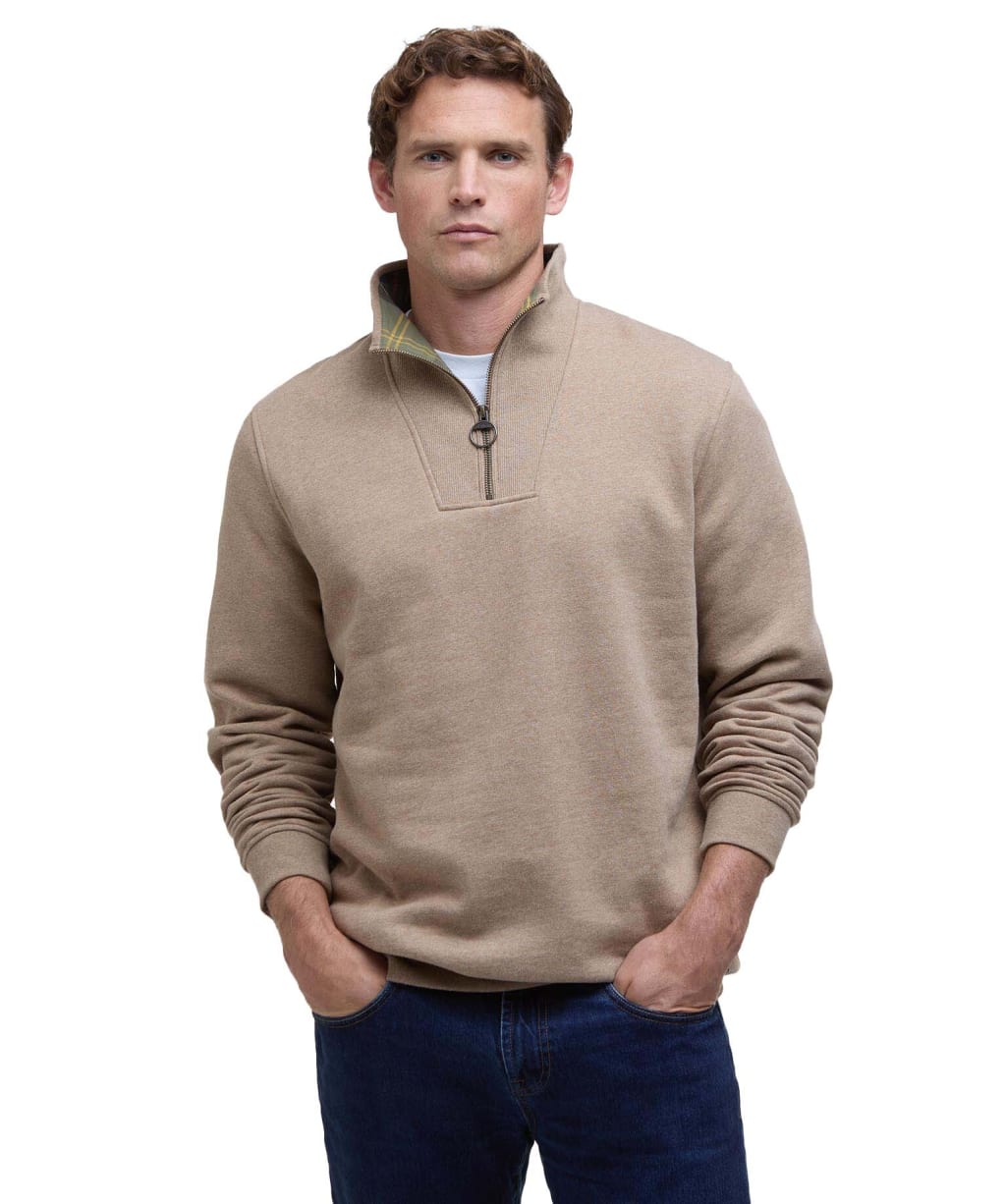 Men's Barbour Nelson Half Zip Sweatshirt - Stone Marl