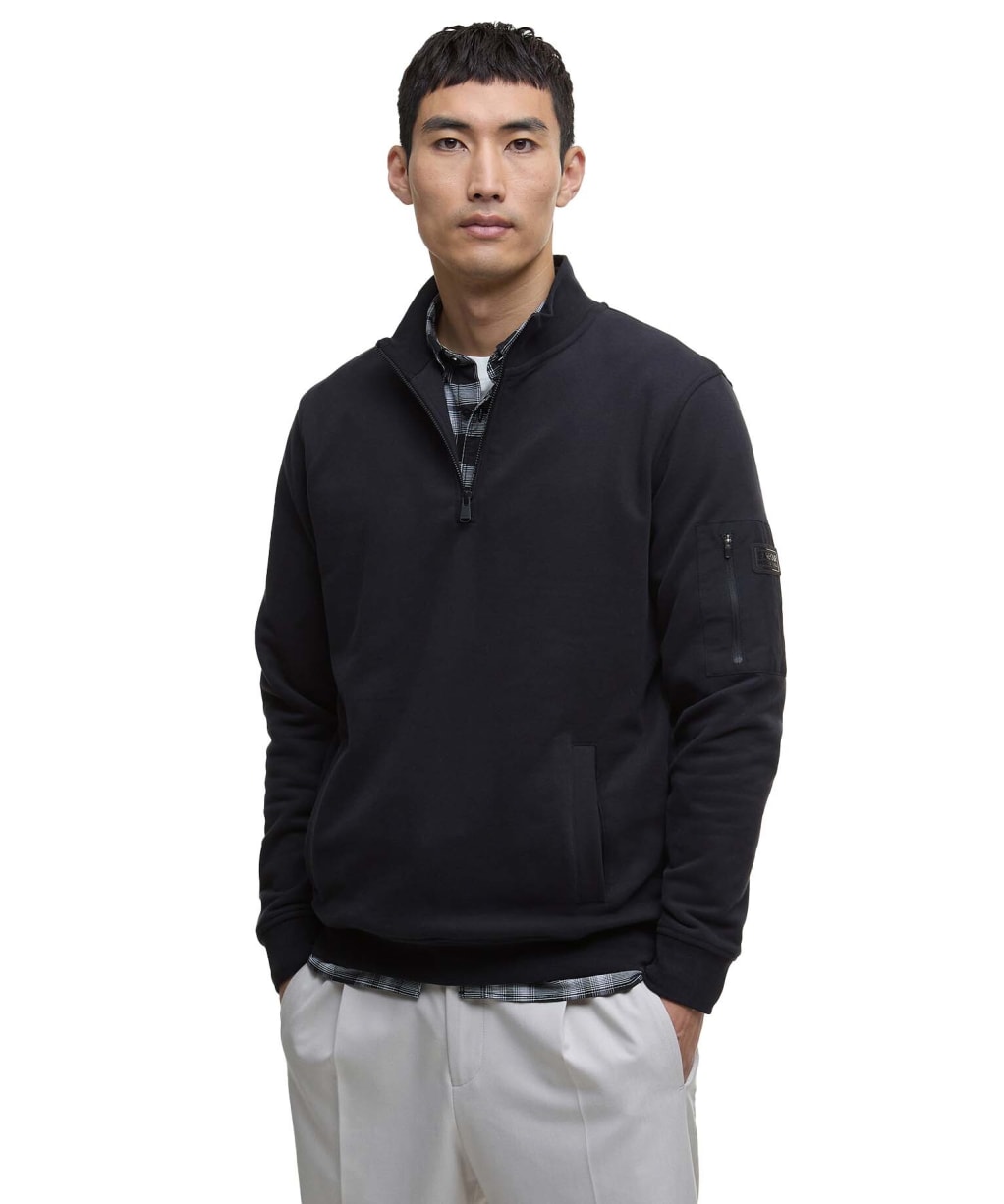 Men's Barbour International Ewan Half Zip Funnel Neck - Black