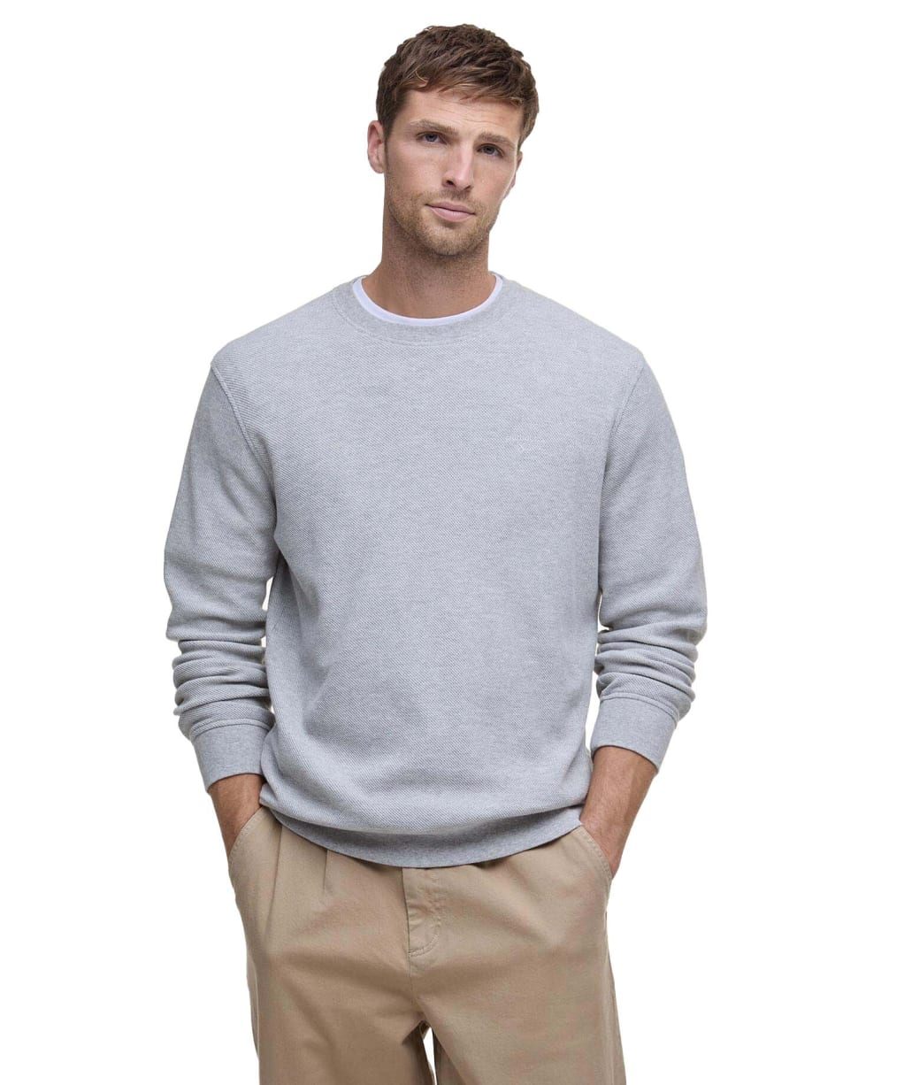 Men's Barbour Pique Interlock Crew Sweatshirt - Grey Marl