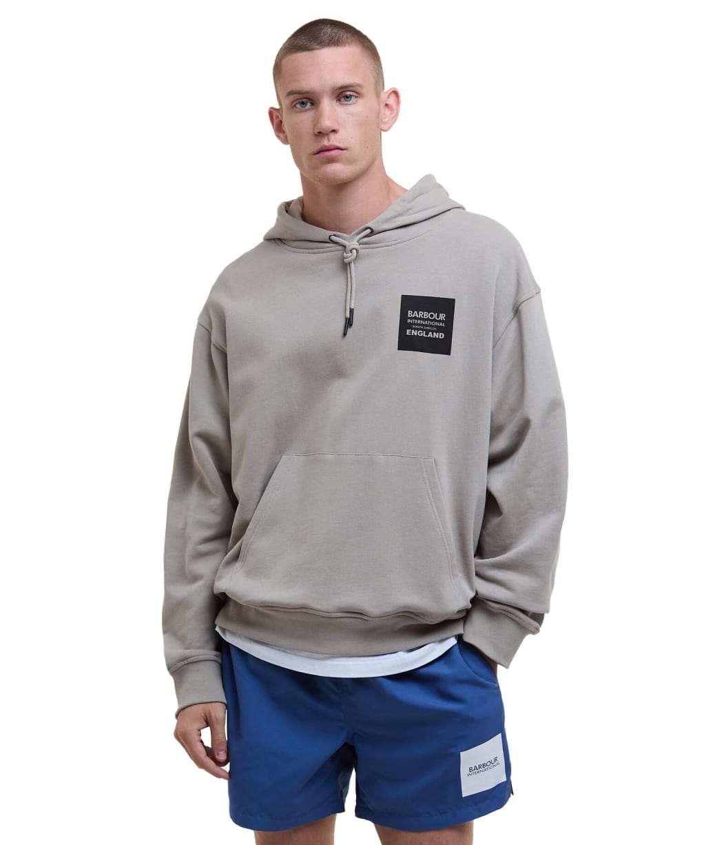 Men's Barbour International Micro Block Graphic Hoodie - Concrete