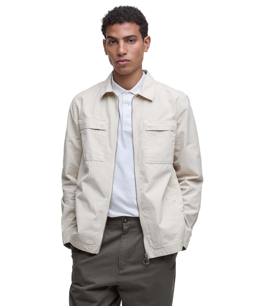 Men's Barbour Glendale Zip Through Cotton Overshirt - Mist