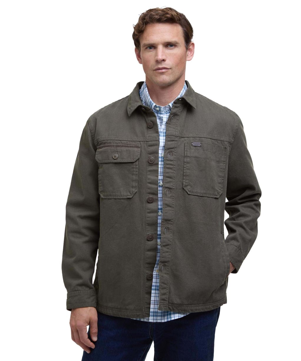 Men's Barbour Lingfield Canvas Overshirt - Fern