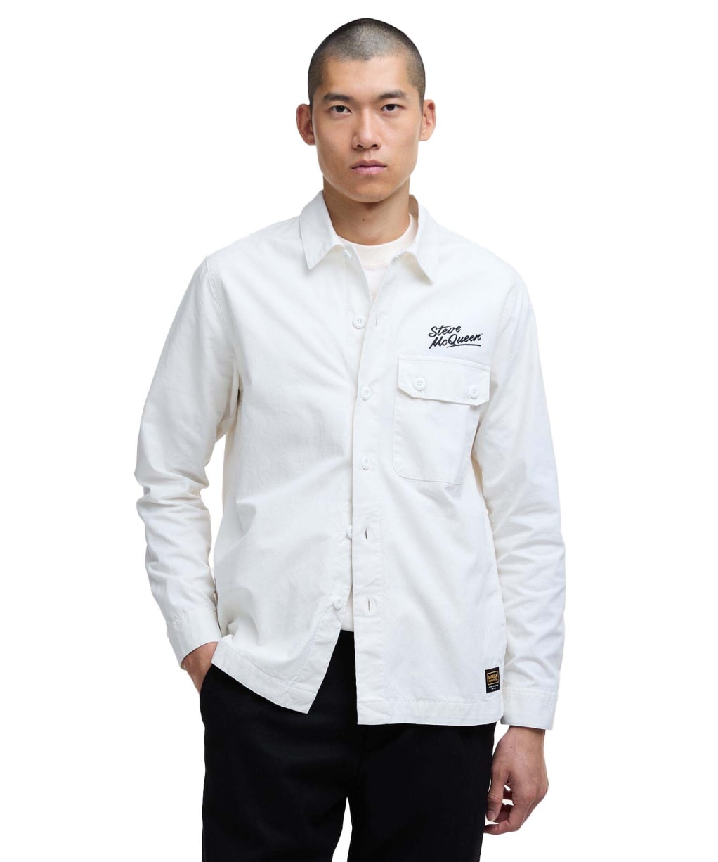 Men's Barbour International Morand Garment Dyed Overshirt - Whisper White