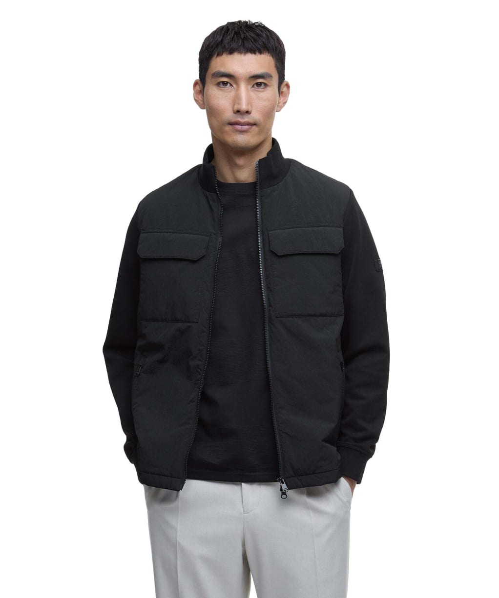 Men's Barbour International Ethan Funnel Neck Quilted Sweat - Black