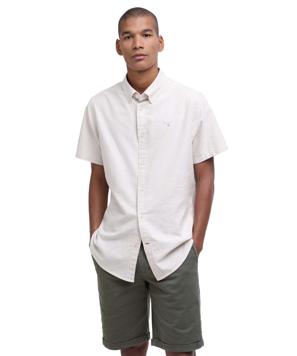 Men's Barbour Oxtown Short Sleeve Tailored Shirt - Oatmeal