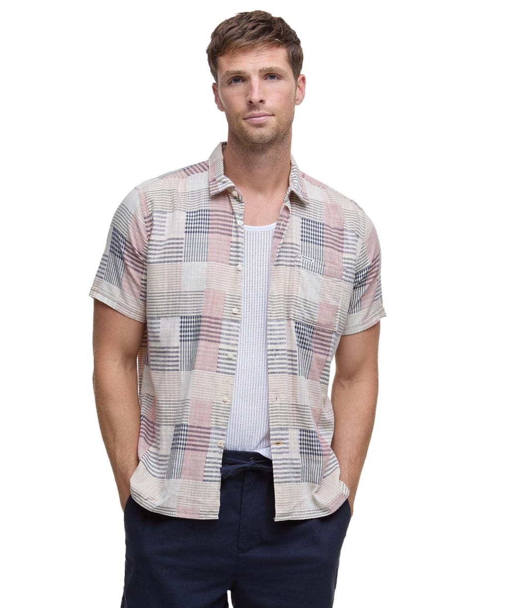 Men's Barbour Oakshore Short Sleeve Summer Cotton Shirt - Washed Stone