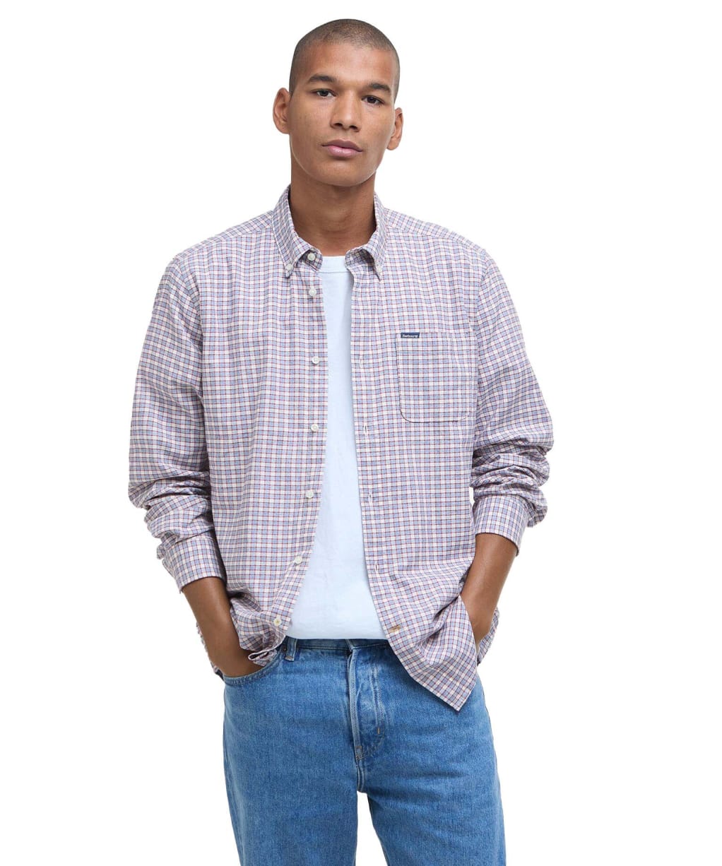Men's Barbour Banner Long Sleeve Tailored Fit Cotton Shirt - Red