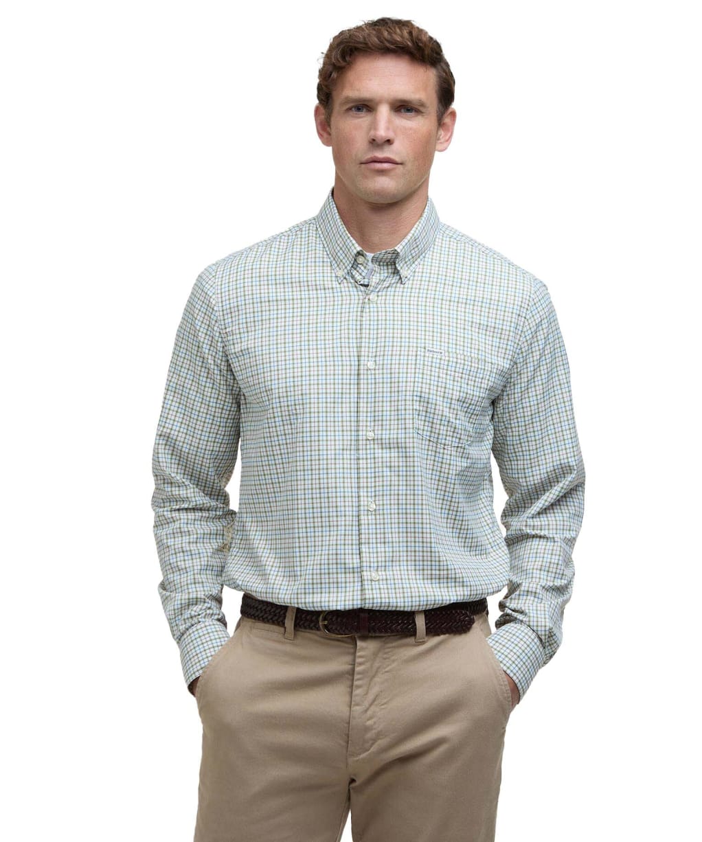 Men's Barbour Teesdale Long Sleeve Performance Shirt - Light Olive