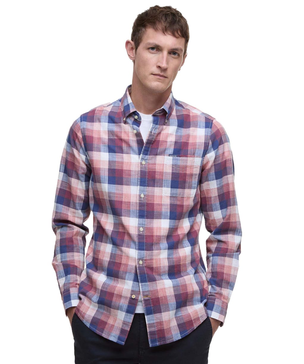 Men's Barbour Hillroad Long Sleeve Tailored Fit Cotton Shirt - Red Spice