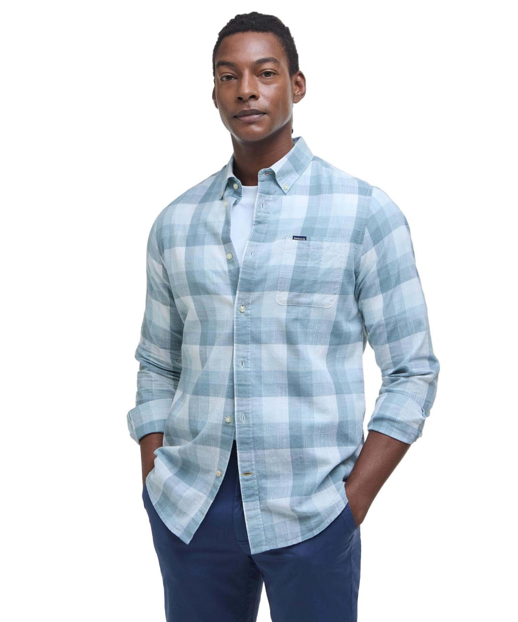 Men's Barbour Hillroad Long Sleeve Tailored Fit Cotton Shirt - Vintage Teal