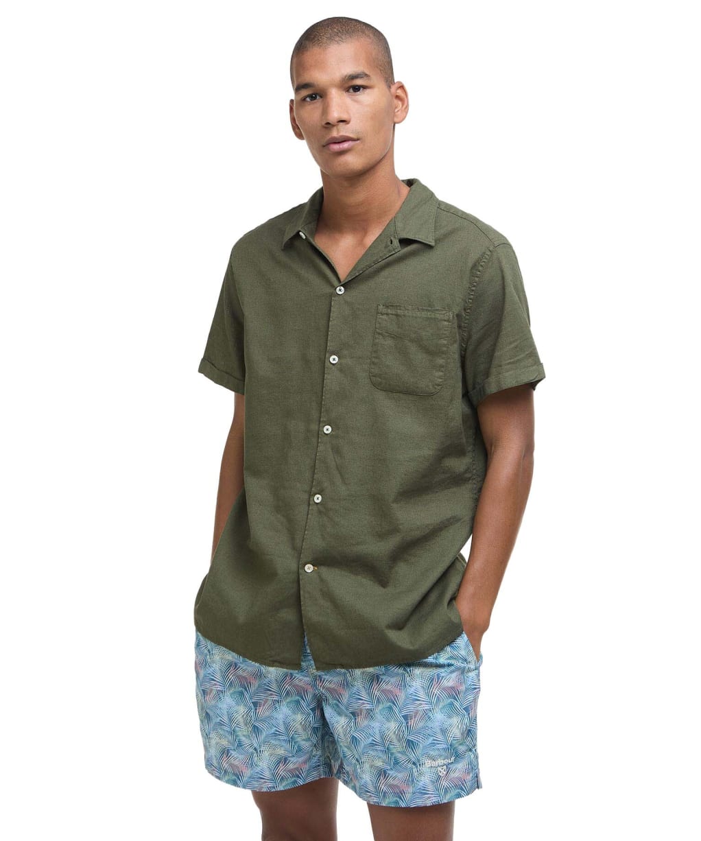 Men's Barbour Garment Dyed Nelson Short Sleeve Regular Fit Shirt - Light Sage