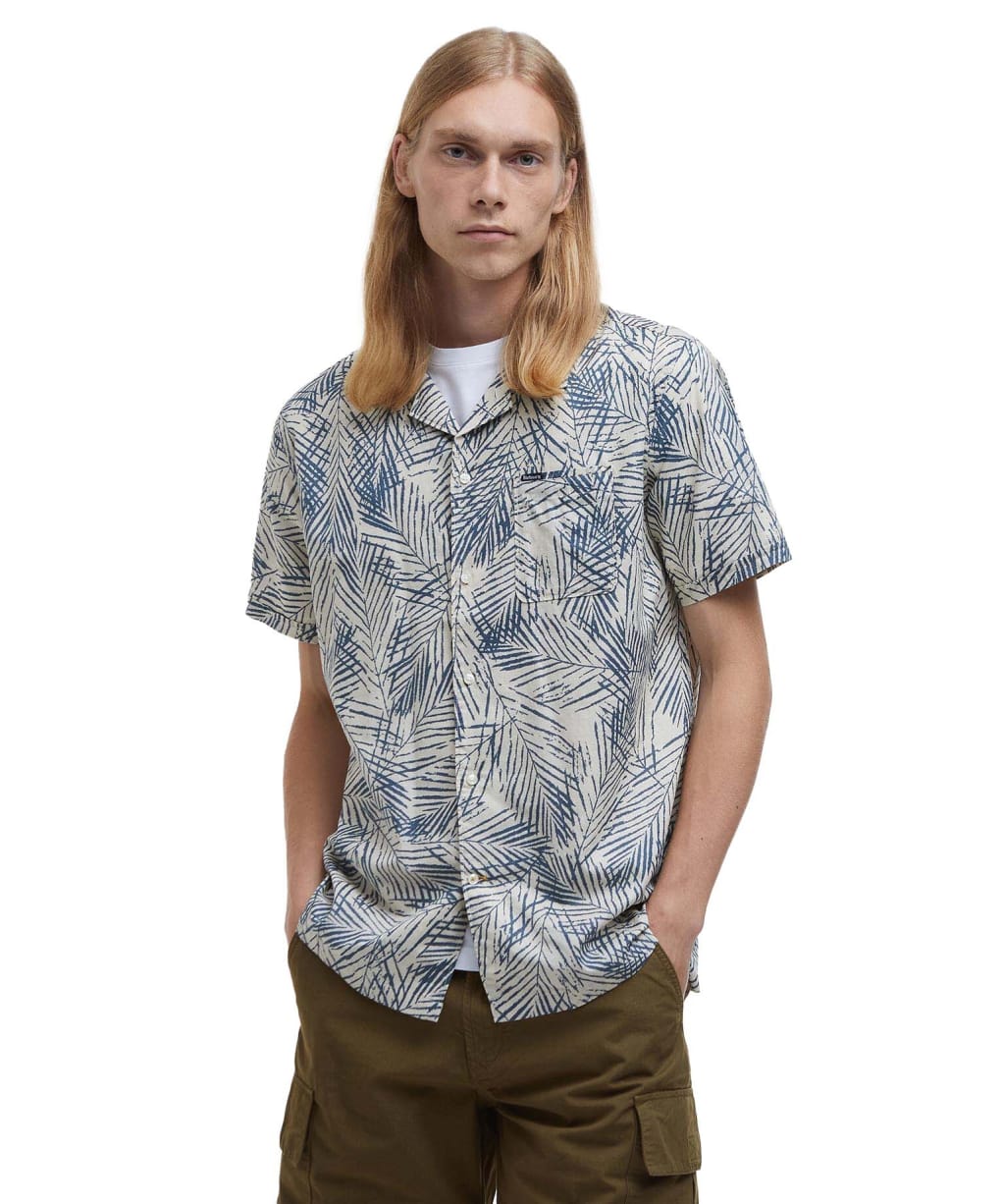 Men's Barbour Falmouth Printed Summer Fit Shirt - Oatmeal