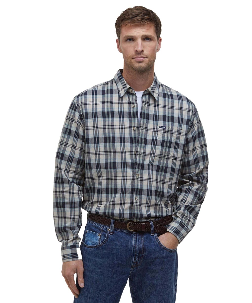 Men's Barbour Clifton Madras Relaxed Fit Shirt - Navy
