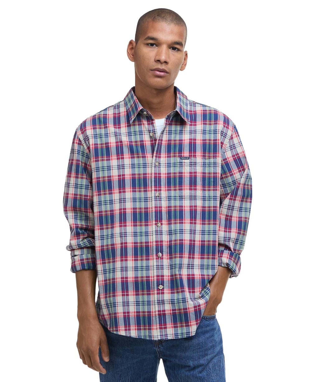 Men's Barbour Clifton Madras Relaxed Fit Shirt - Red