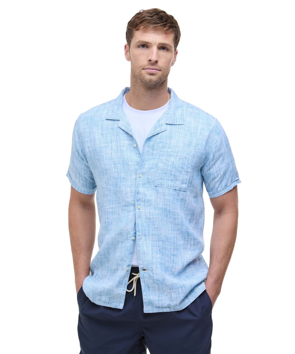 Men's Barbour Deveron Slub Short Sleeve Regular Fit Shirt - Lead