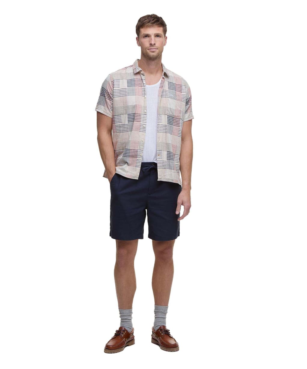 Men's Barbour Cotton Linen Relaxed Shorts - Navy