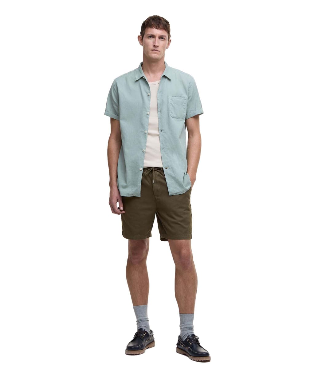 Men's Barbour Washed Oxford Relaxed Shorts - Uniform Green