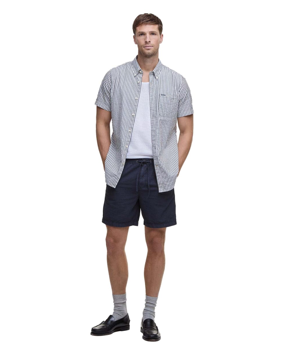 Men's Barbour Seersucker Relaxed Shorts - Navy