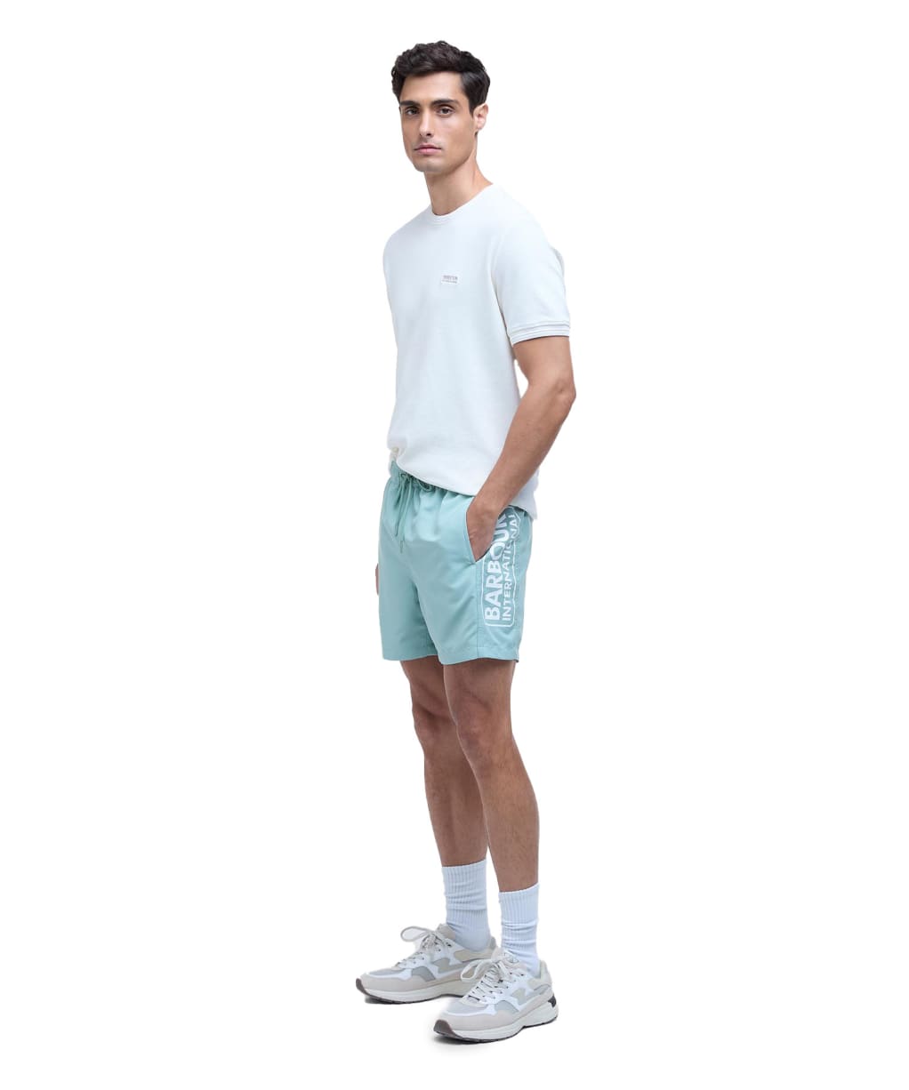 Men's Barbour International Large Logo Swim Shorts - Granite Green