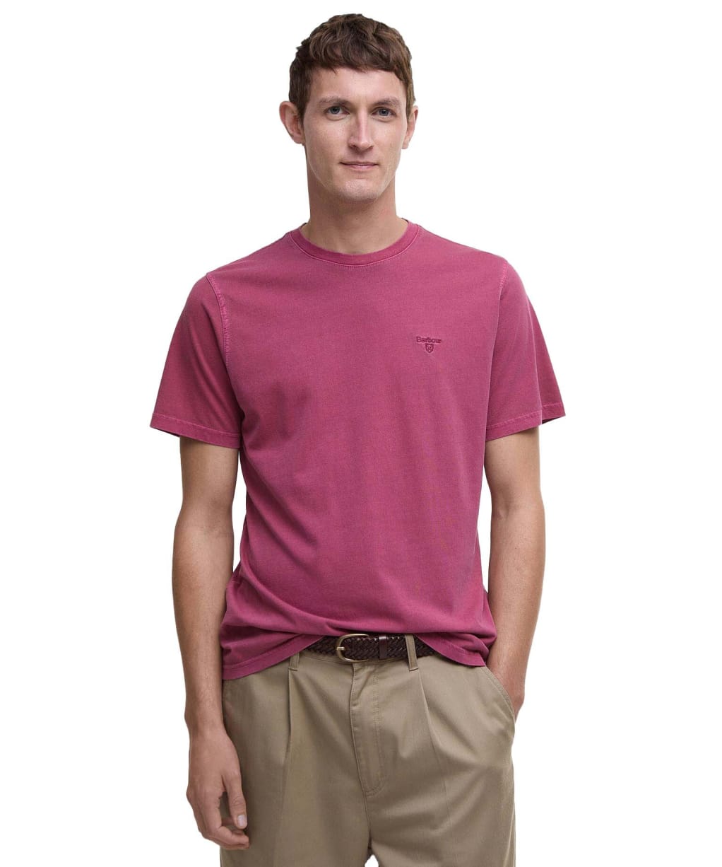 Men's Barbour Garment Dyed Tee - Washed Raspberry