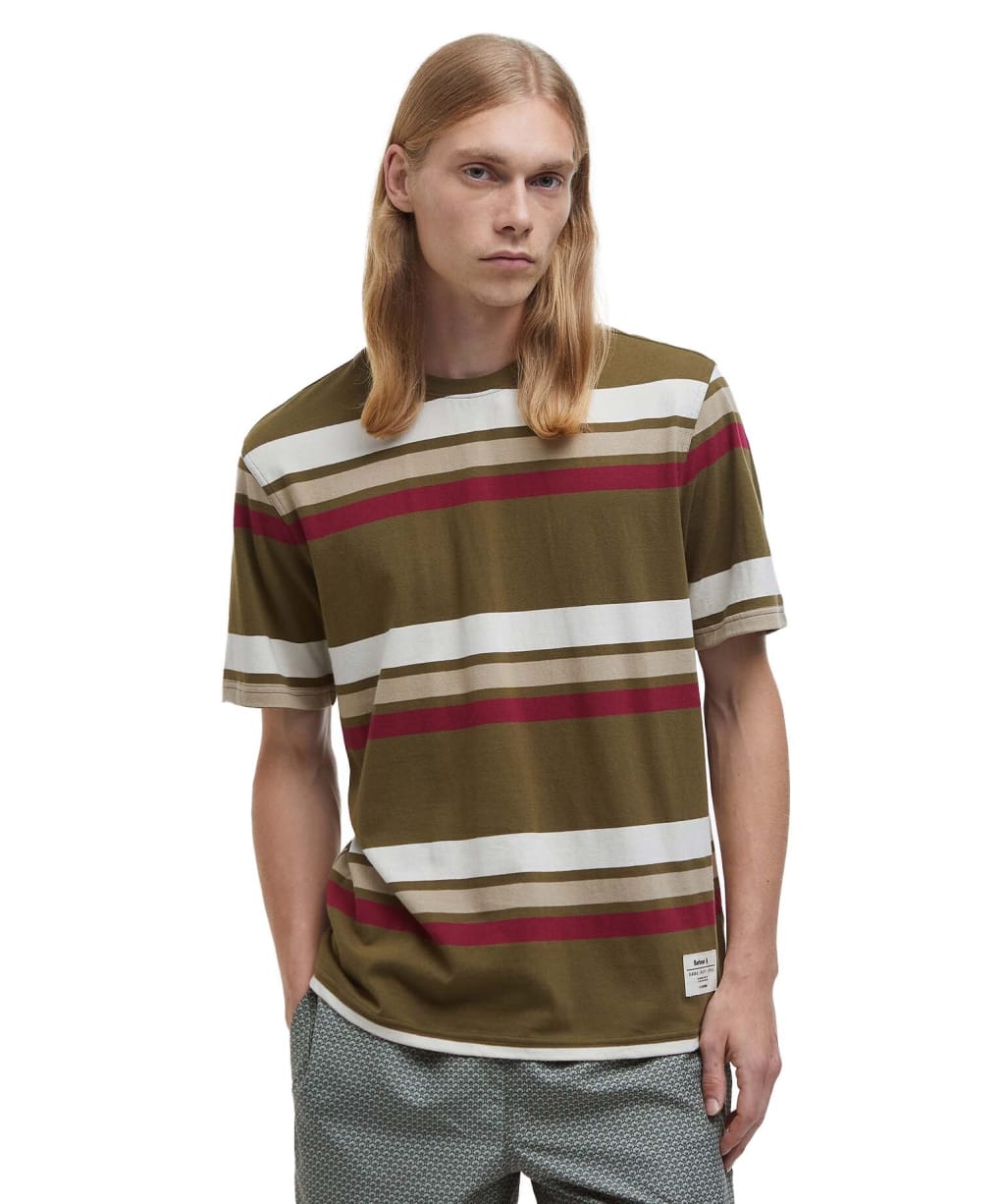 Men's Barbour Golborne Stripe Relaxed Fit T-Shirt - Light Sage
