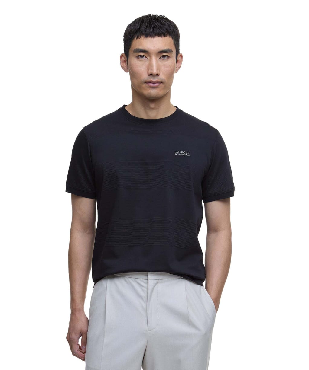 Men's Barbour International Chapter Jacquard Texture T-Shirt - Black
