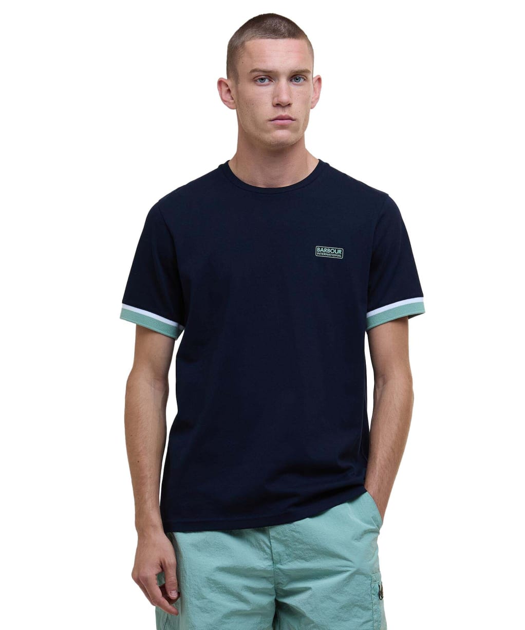 Men's Barbour International Deep Cuff Evan Tipped T-Shirt - Sapphire Navy