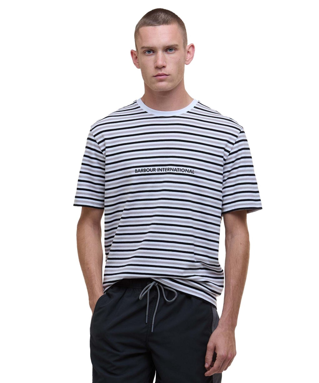 Men's Barbour International Micro Stripe Logo T-Shirt - White