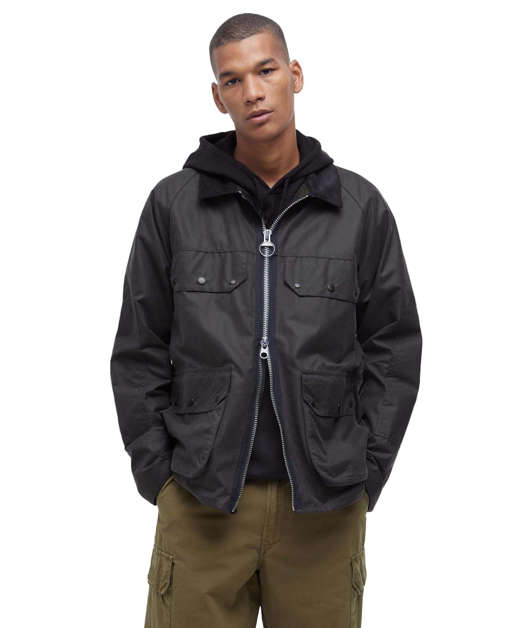 Men's Barbour Re-Engineered Short Bedale Waxed Jacket - Charcoal