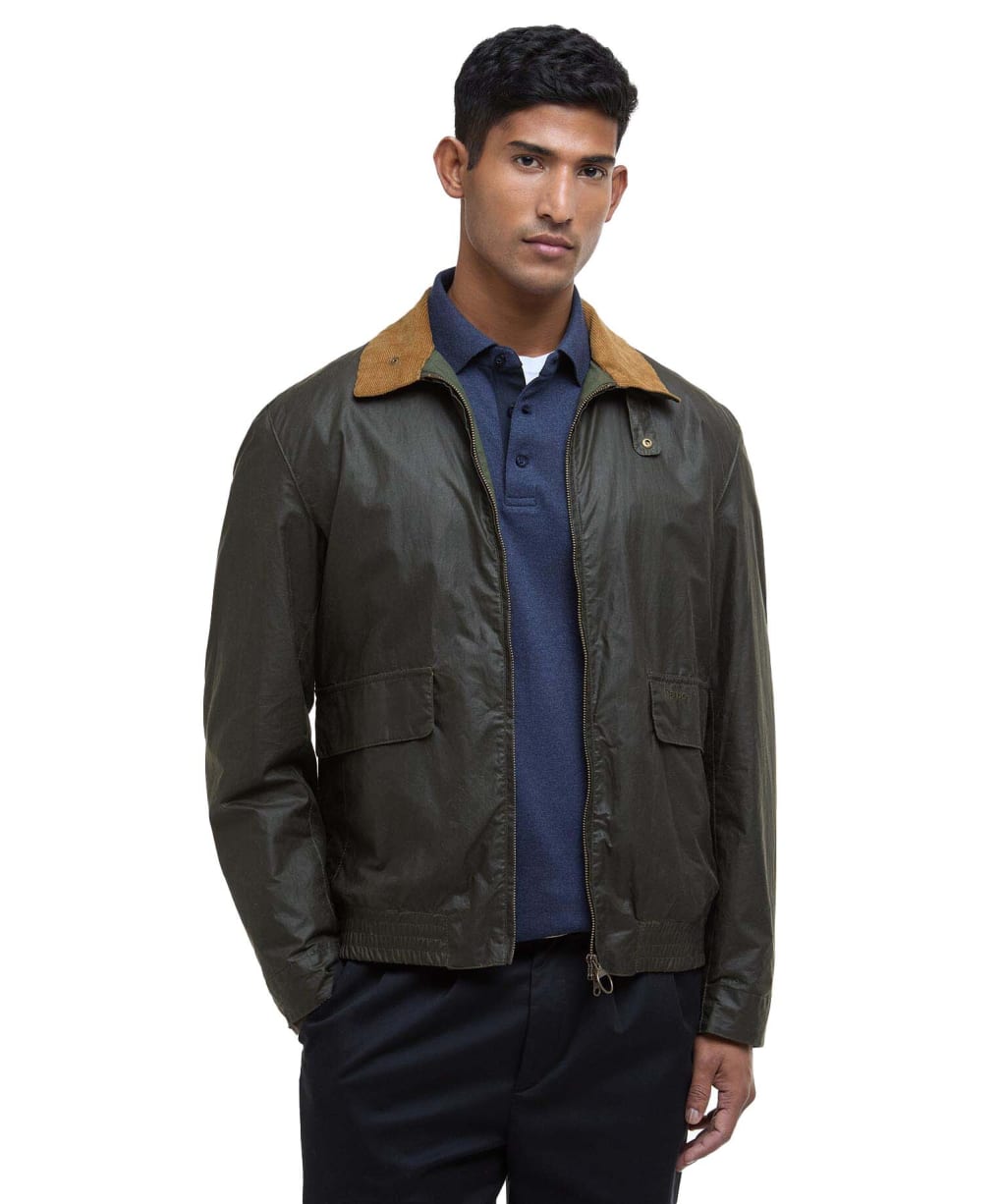 Men's Barbour Newbury Waxed Jacket - Archive Olive / Heritage Check