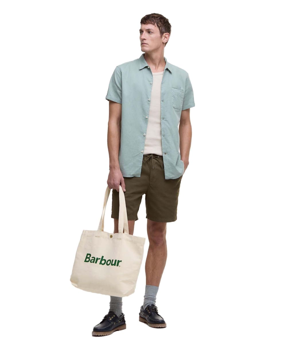 Barbour Logo Tote Bag - Ecru / Barbour Green