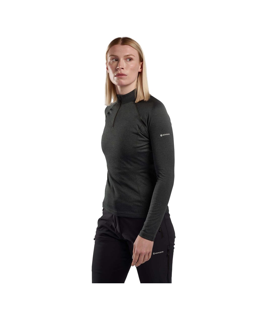 Women's Montane Dart Long Sleeve Zip Neck Top - Black