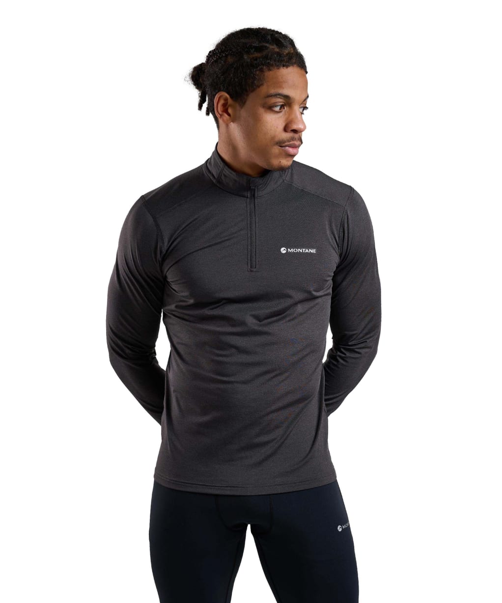 Men's Montane Dart XT Thermal Zip Neck Long Sleeved Baselayer Top - Midnight Grey
