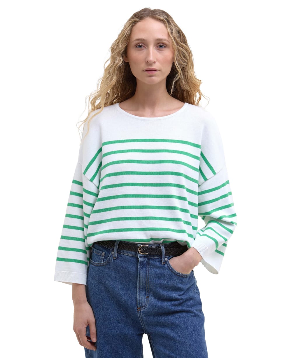 Women's Barbour Kayleigh Knitted Jumper - CLOUD/KELLY GREE