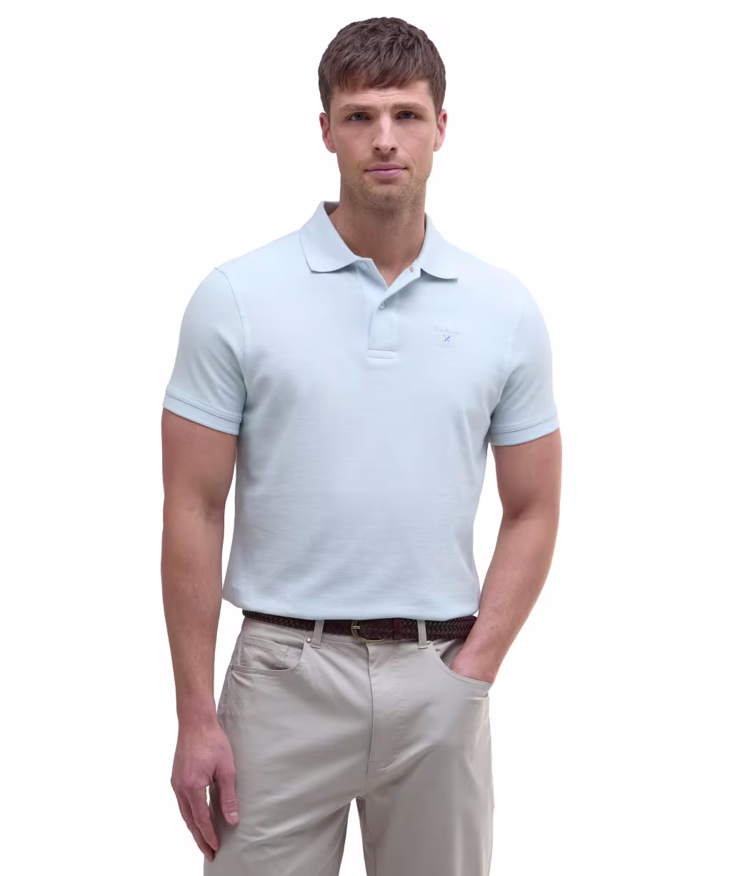 Men's Barbour Sports Polo 215G - BLEACHED BLUE