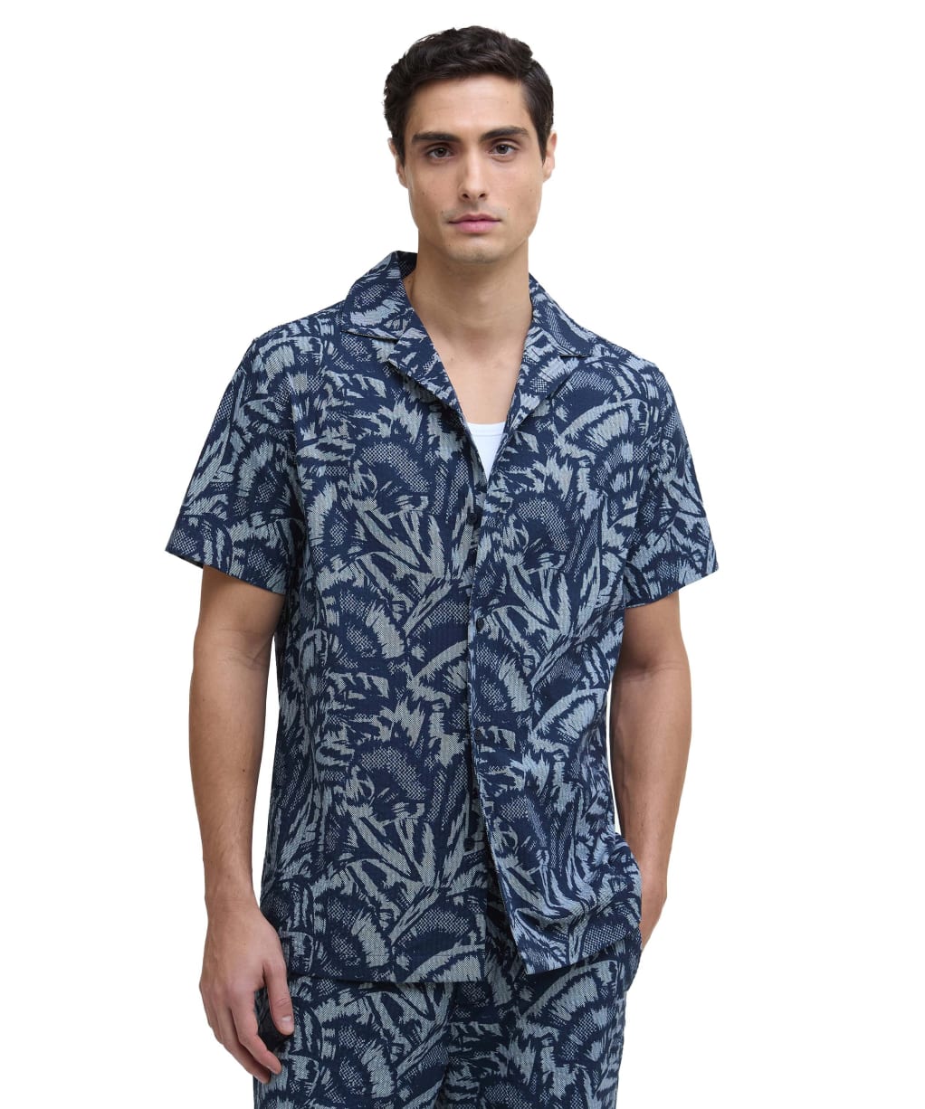 Kew Print Shirt                               - Navy