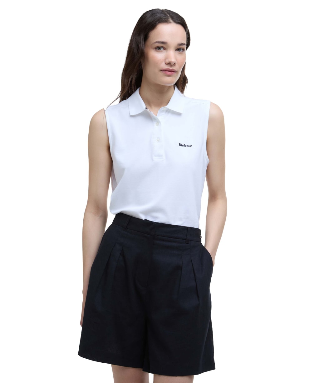 Women's Barbour Bowford Sleeveless Polo Top - White
