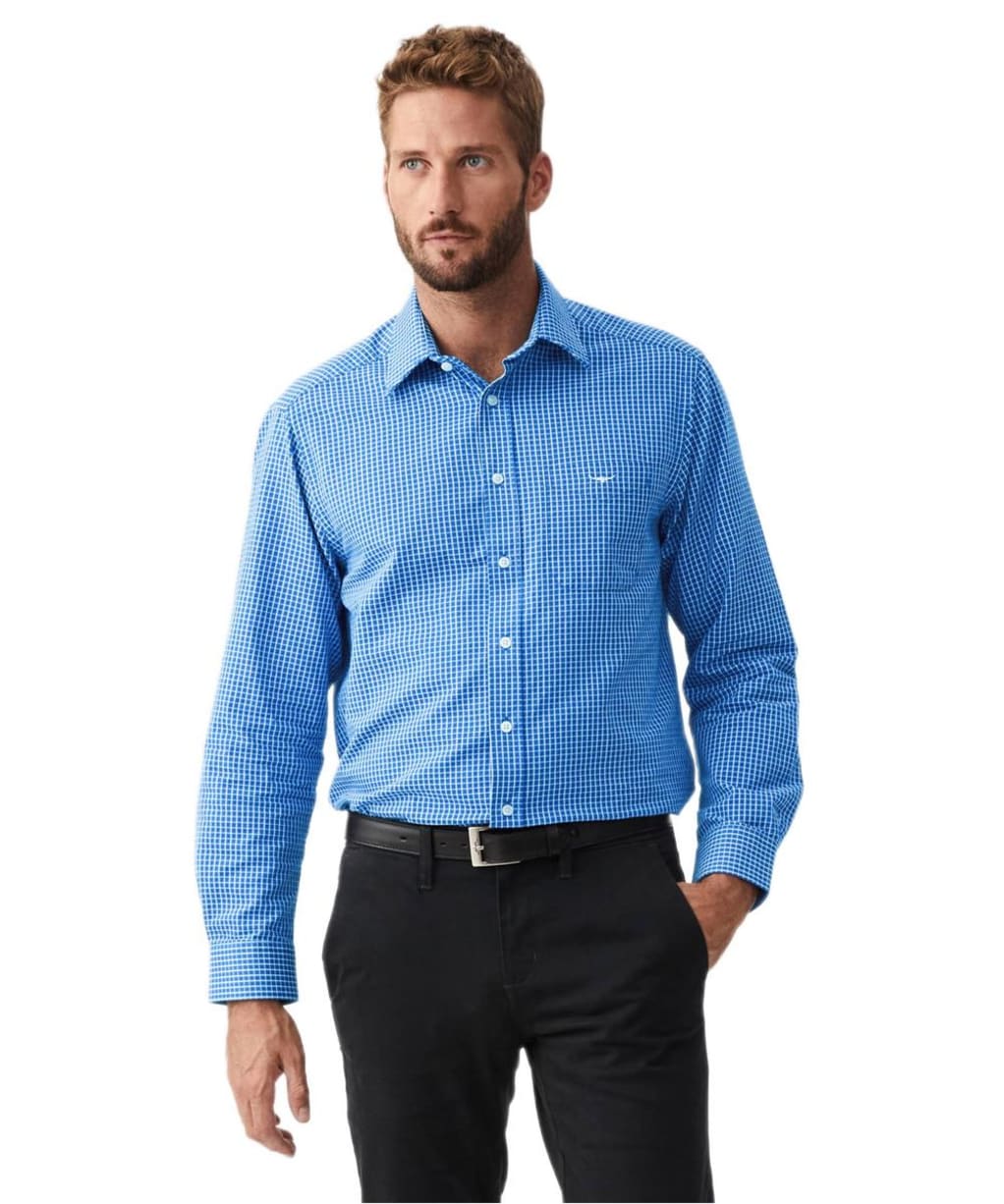 Men’s R.M. Williams Collins Checked Cotton Shirt - White / Blue