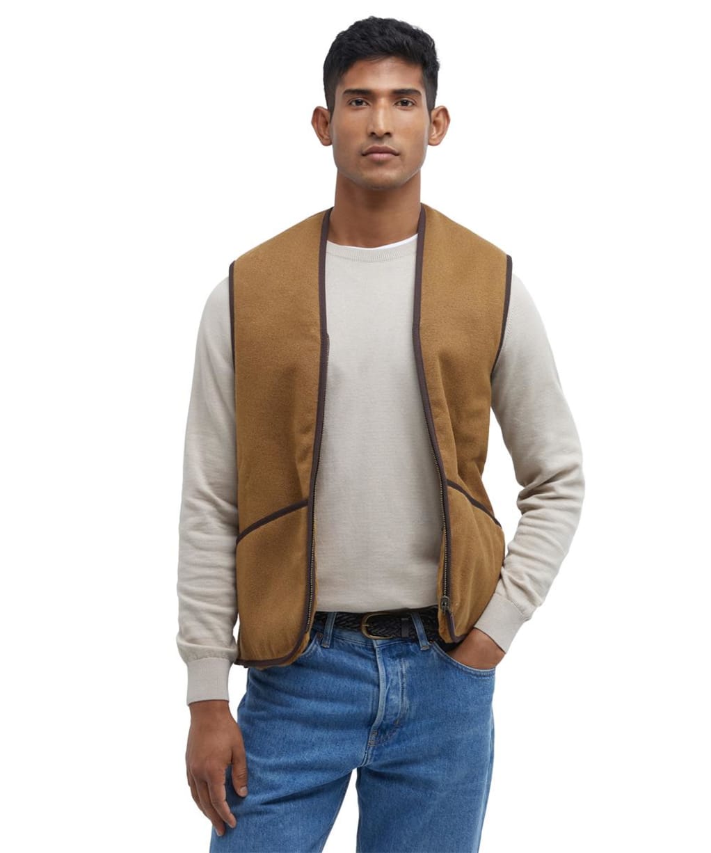 Men's Barbour Warm Pile Waistcoat / Zip-In Liner - Brown