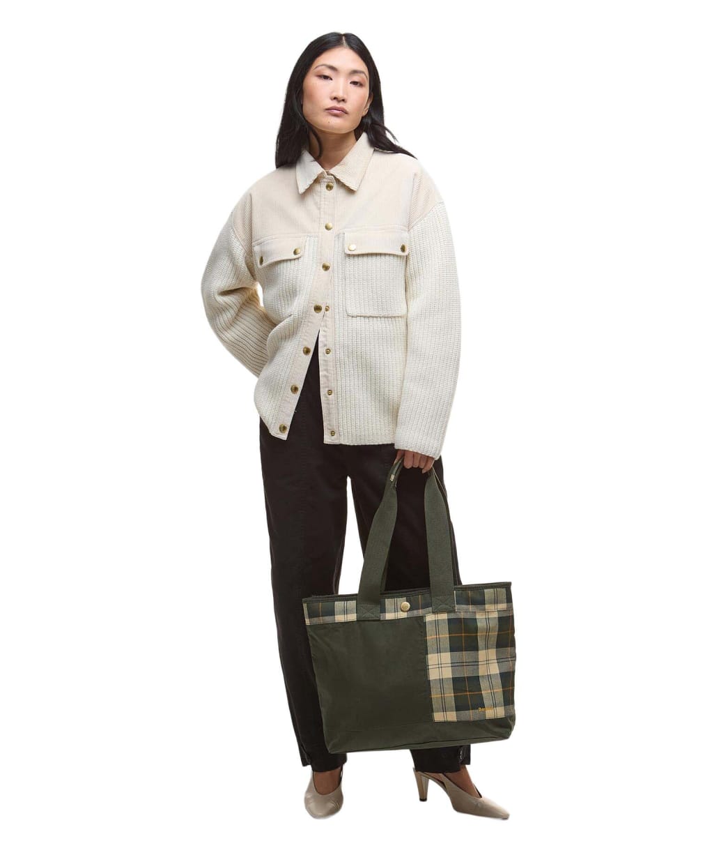 Women's Barbour Mya Patchwork Tote Bag - Sage / Ancient Tartan