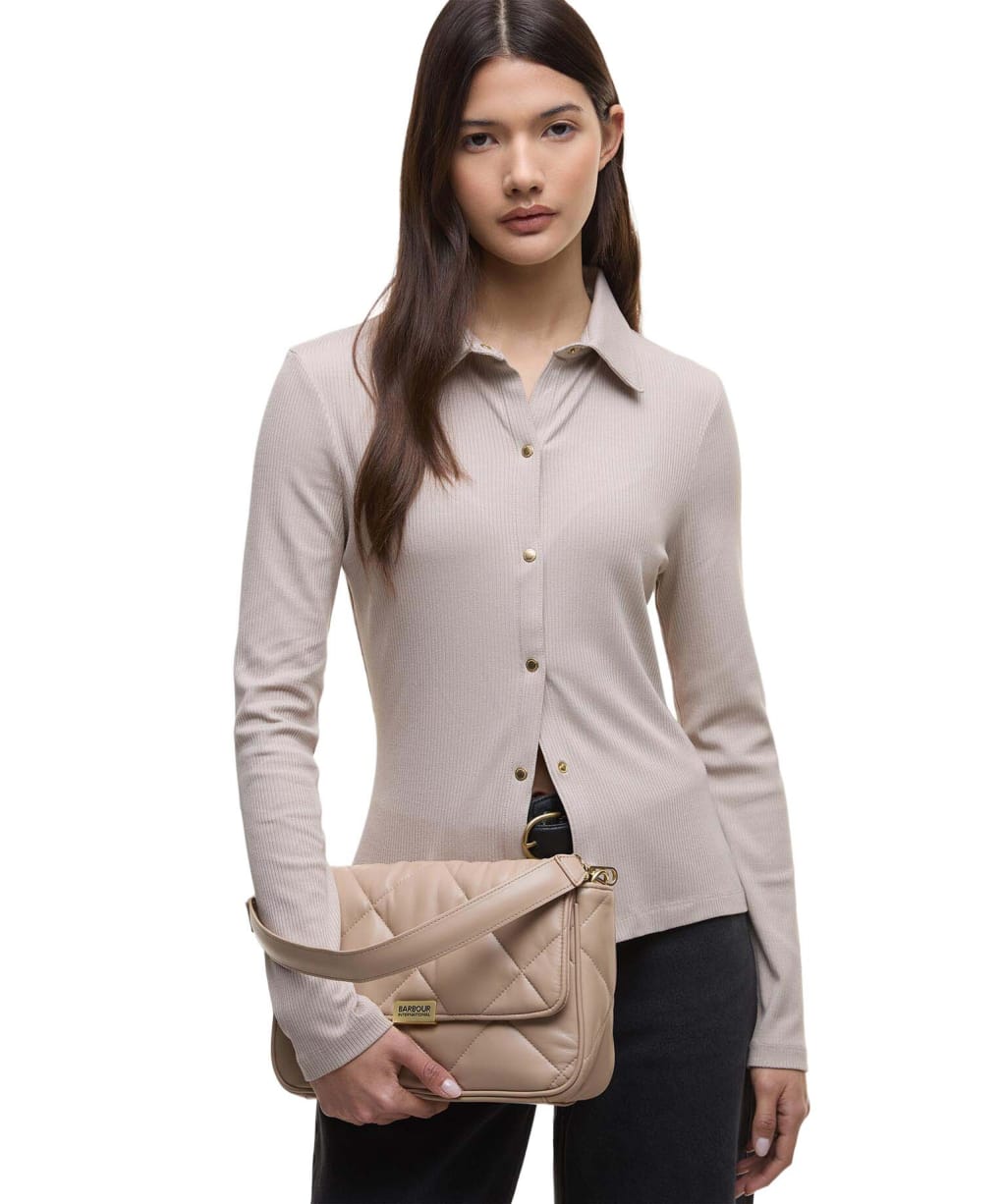 Women's Barbour International Soft Quilt Shoulder Bag - Camel