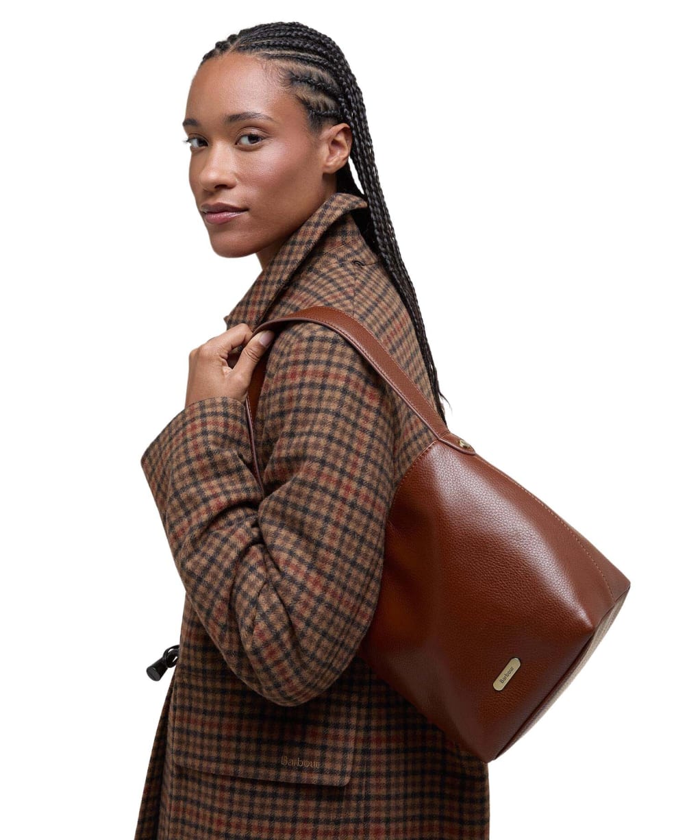 Women's Barbour Cedar Leather Bucket Bag - Brown