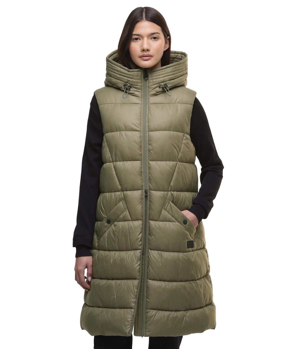 Women's Barbour International Cecilla Puffer Gilet - Dusky Khaki
