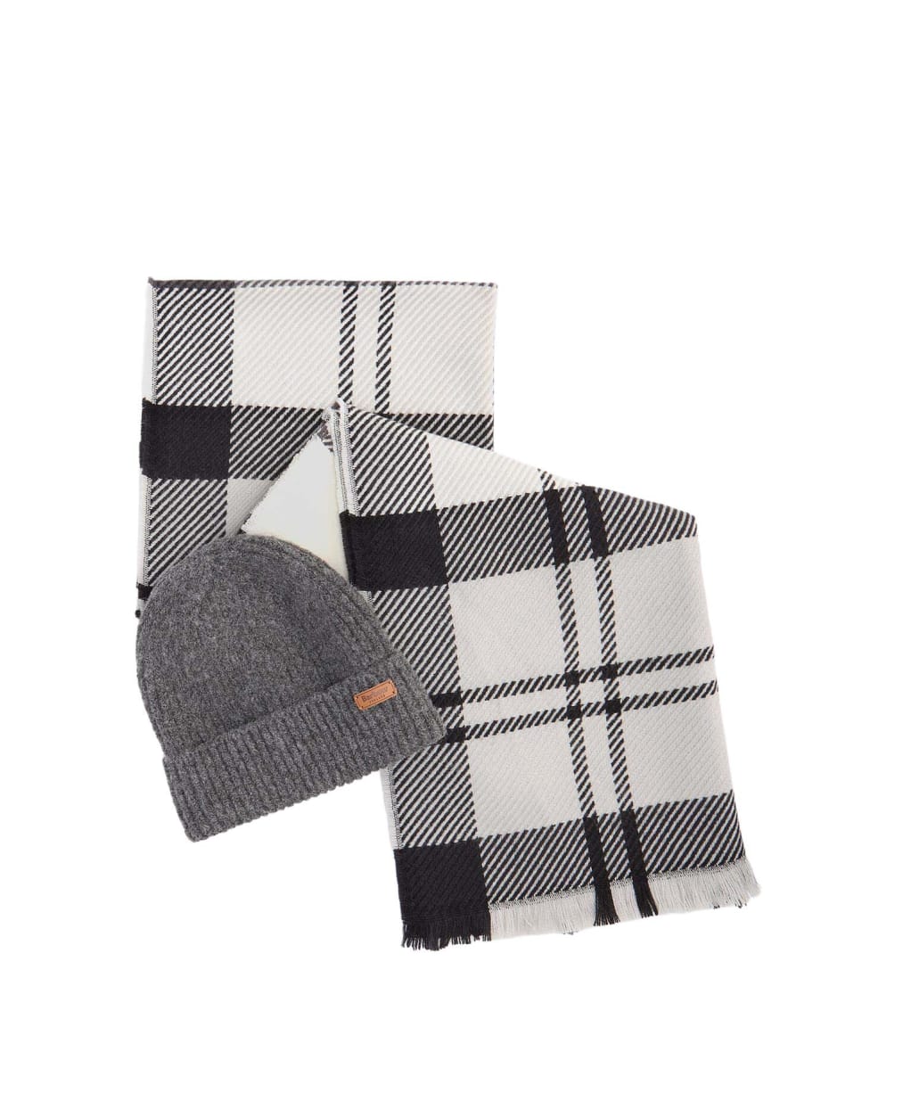 Women's Barbour Pendle Beanie & Blair Scarf Gift Set - Monochrome
