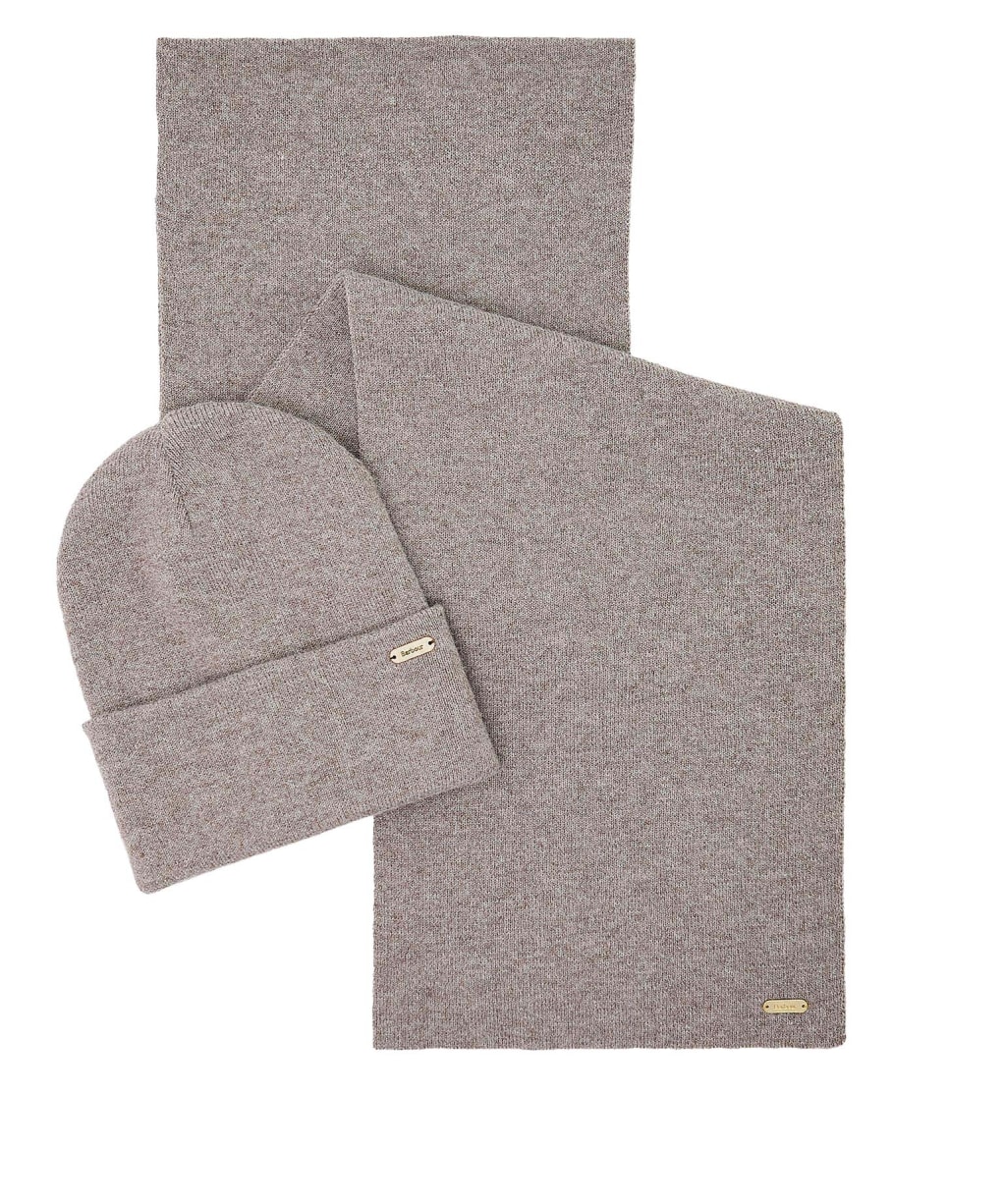 Women's Barbour Winona Beanie & Scarf Gift Set - Taupe