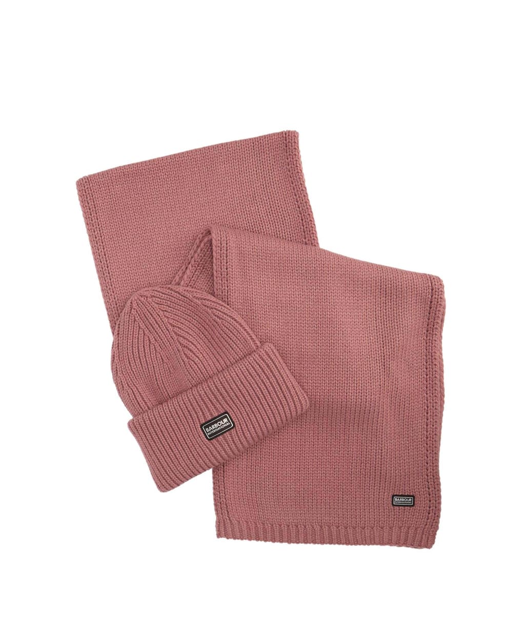 Women's Barbour International Juliana Beanie And Scarf Gift Set - Raspberry